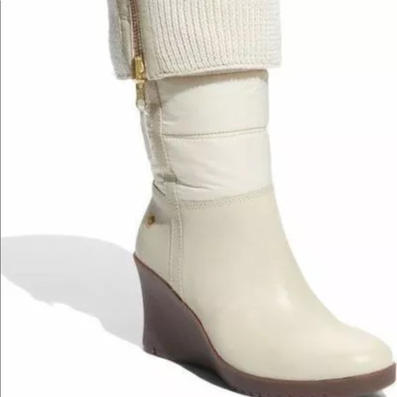 cream wedge boots